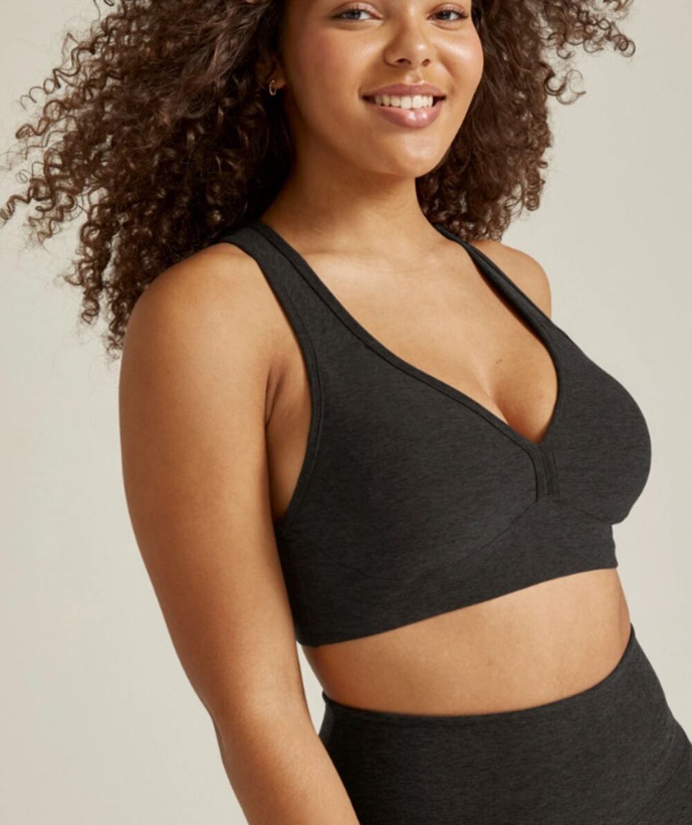 Beyond Yoga Spacedye™ Lift Your Spirits Bra Darkest Night Black Gray Medium M